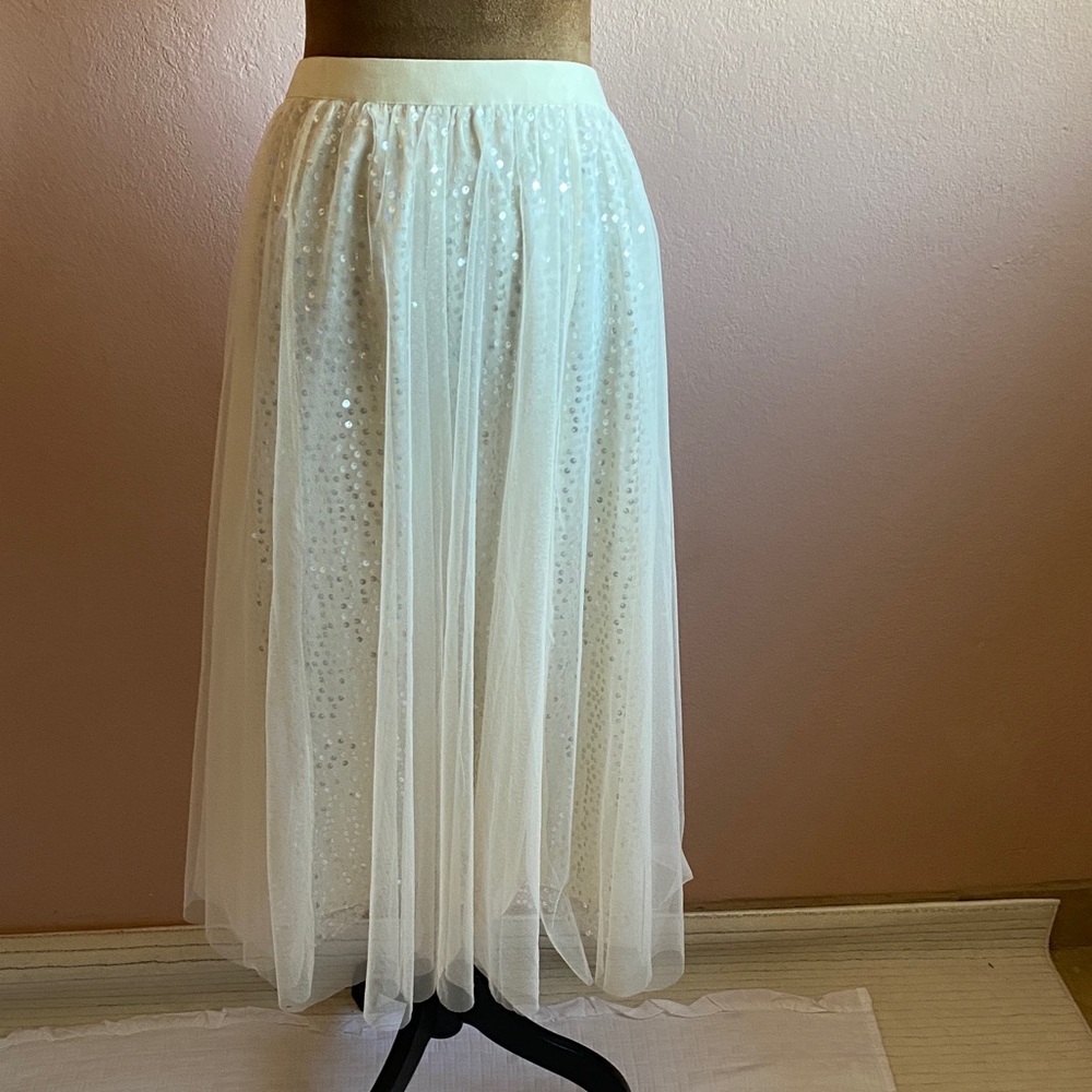 ULTRA PINK Cream  Sequin A-Line Skirt